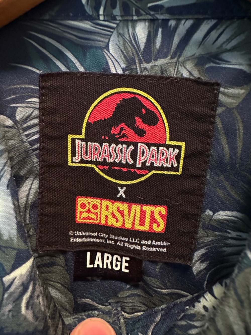 RSVLTS Jurassic Park Raptor Tropical Print Button-Down Large Shirt - Picture 4 of 6